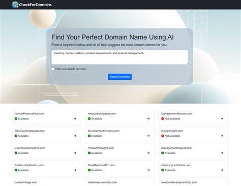 Check For Domains Domain Name Generator Using Ai Ai Powered Tool To