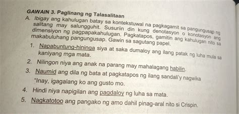 Gawain Paglinang Ng Talasalitaan Denotasyon At Konotasyoni