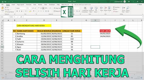 Cara Menghitung Jumlah Hari Kerja Di Microsoft Excel Youtube