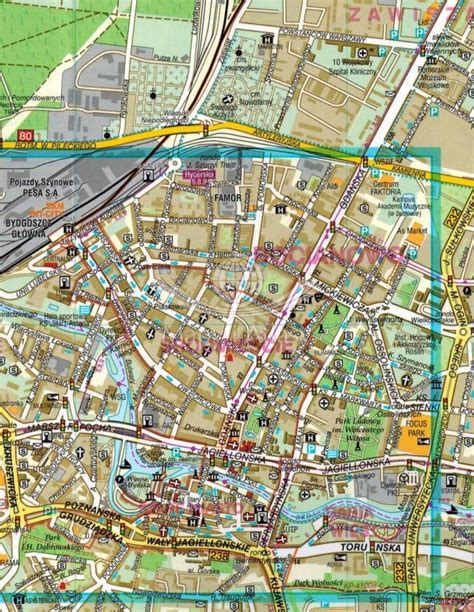 BYDGOSZCZ LAMINOWANA MAPA PLAN MIASTA DEMART