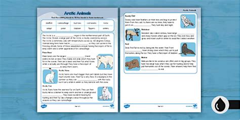 Arctic Animals Cloze Activity Teacher Made Twinkl