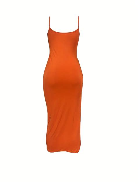 Drawstring Bodycon Cami Dress Sexy Split Spaghetti Strap Temu