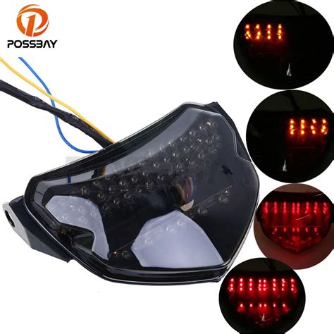 POSSBAY Motorcycle Lights Rear Taillight Led Tail Brake Turn Signals