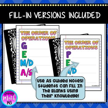 Order Of Operations Anchor Chart Poster And Interactive Guided Notes