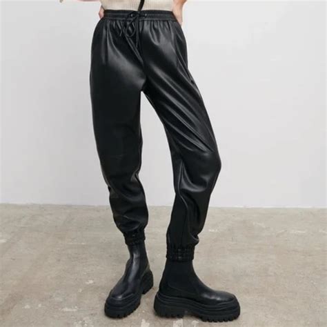 Zara Pants And Jumpsuits Zara Faux Leather High Waisted Jogger Pants