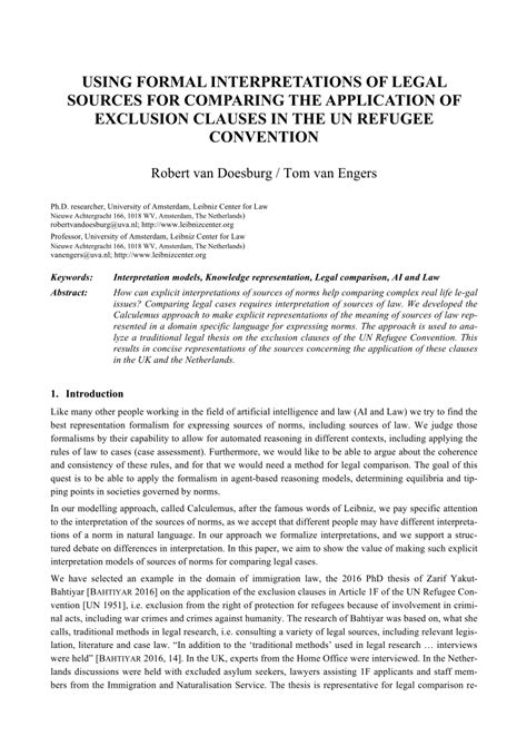 PDF Using Formal Interpretations Of Legal Sources For Comparing The