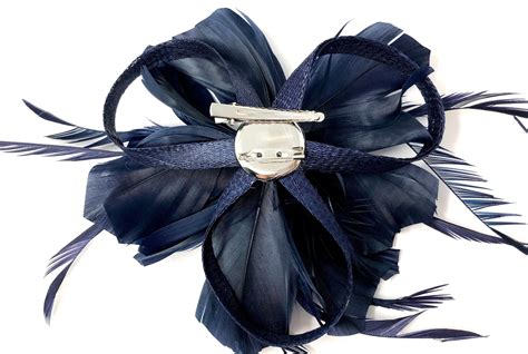 Navy Blue Feather Fascinator Hair Clip Etsy