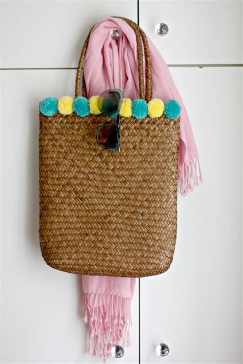 Diy Pom Pom Straw Beach Bag IUCN Water