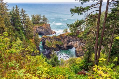 Natural Bridges Cove In Brookings Oregon Stock Image Image Of