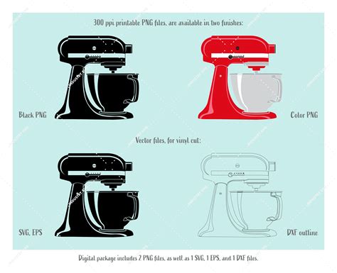 Stand Mixer Svg Baking Utensils Clipart Kitchen Electric Etsy