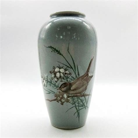 Royal Doulton Lambeth Florence Barlow Gray Vase Bird Sold At Auction On