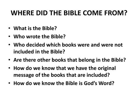 Ppt Where Did The Bible Come From Powerpoint Presentation Free