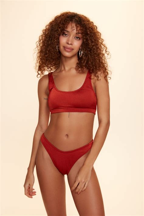 No Gossip Mellow Klasik Bikini Tek Alt Tarçın 229210 Parlak Ella Rib