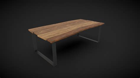 Natural Wood Slab Table Vr Ready Buy Royalty Free 3d Model By