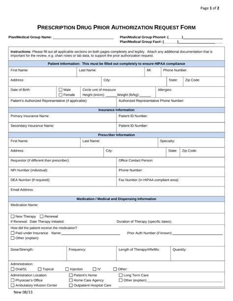 Free Medicare Prior Rx Authorization Form Pdf Eforms