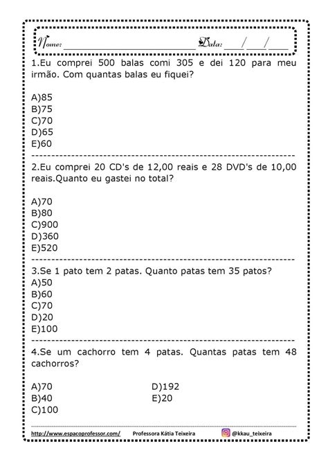 Problemas De Matemática 5 Ano Multiplicação E Divisão Edukita