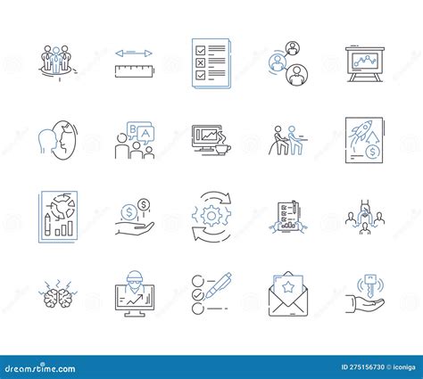 Business Metrics Outline Icons Collection Revenue Profit Cost