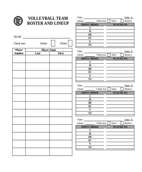 Free Printable Blank Volleyball Lineup Sheet
