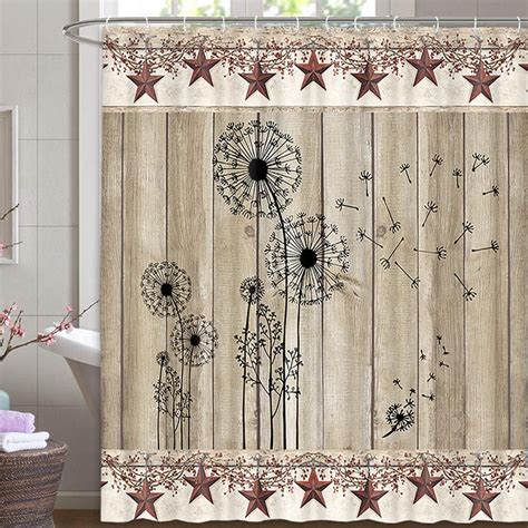 Sonernt Rustic Dandelion Shower Curtains For Bathroom Country Chic