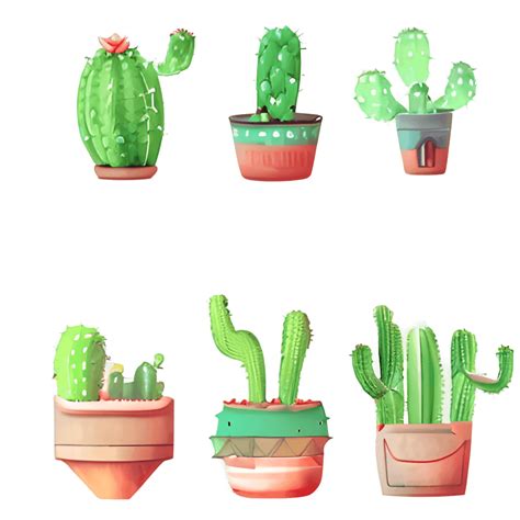 Lindas imágenes prediseñadas de cactus 9 ilustraciones diferentes de