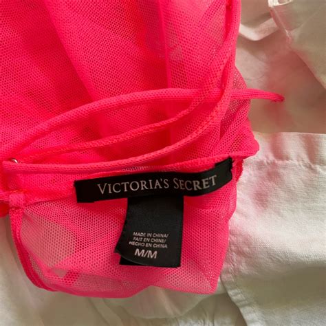 Victorias Secret New Neon Pink Sheer Lace Asymmetri Gem