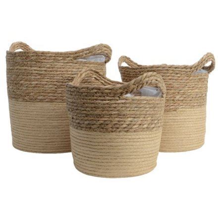 Woven Baskets W/Handles | 51544 | Outdoor Living / Planters & Planting ...