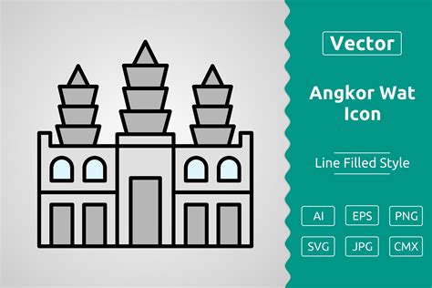 Vector Angkor Wat Filled Outline Icon Graphic by Muhammad Atiq ...