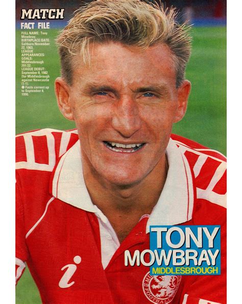 Tony Mowbray of Middlesbrough in 1990. | Middlesbrough, Tony, League