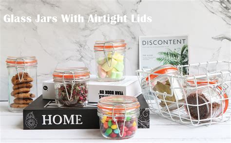 Encheng Glass Jars With Airtight Lids 7 Oz Mason Jarsglass Jars With Leak Proof