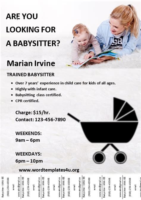 Babysitter Flyer Template Tear Off Word Templates