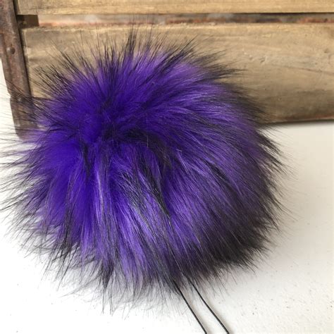 Purple Rain Faux Fur Pom Poms Fur Keychain Pom Pom Keychain Knit Or