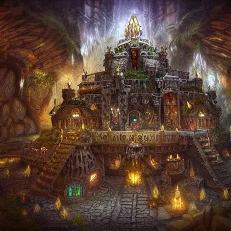 Subterranean Dwarven Kingdom Impressive Architecture Stable