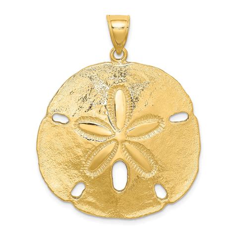 AA Jewels Solid 14k Yellow Gold Sand Dollar Charm Pendant 33mm X