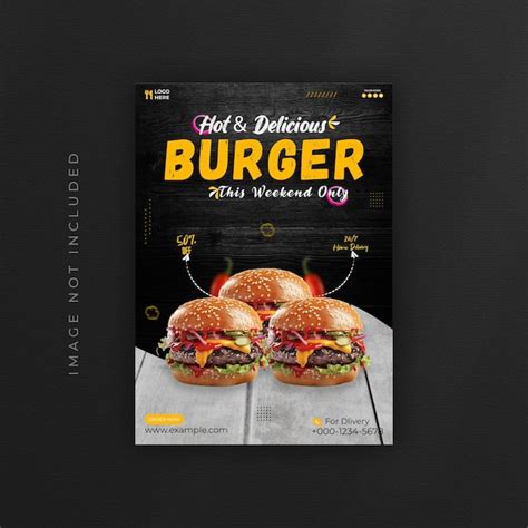 Premium Vector Hot And Delicious Burger Flyer Or Poster Template Design