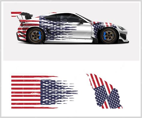 Premium Vector American Flag Car Wrap Decal Design Vector