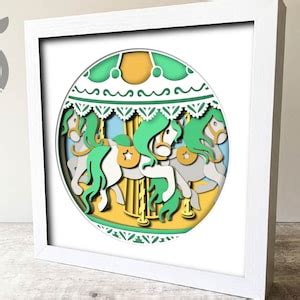 3D Layered Carousel SVG EPS Carousel Shadow Box Nursery 3D Svg Baby