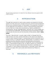 Protein Denaturation Report Docx Aim The Aim Of This Experiment Is