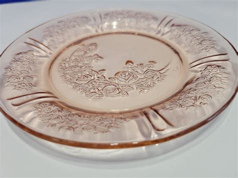 Vintage Pink Depression Glass Cabbage Rose Plate 6 Inches Etsy