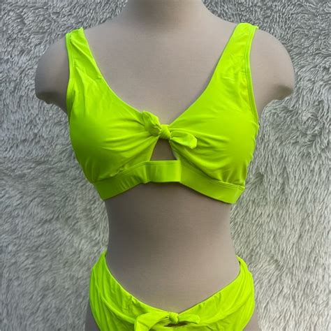 Shekini Swim New Xl Two Piece Neon Green Bikini Set Poshmark