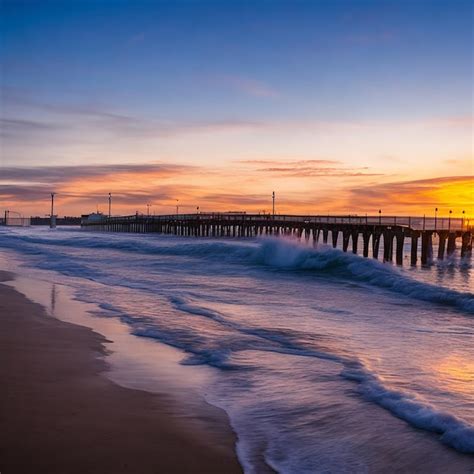 Premium Photo Sunset And Wave Flow In New Brighton Pier Christchurch