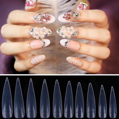 500pcs Professional Diy Long Stilettos Clear Half Nail Tips Women Girls