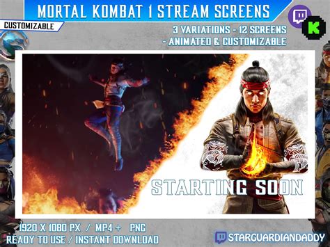 Mortal Kombat Stream Screens Animated Overlay Starting Soon Be