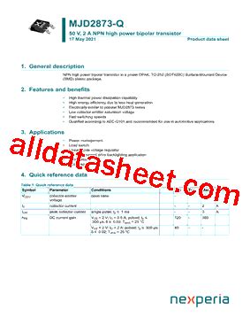 MJD2873 Q Datasheet PDF Nexperia B V All Rights Reserved