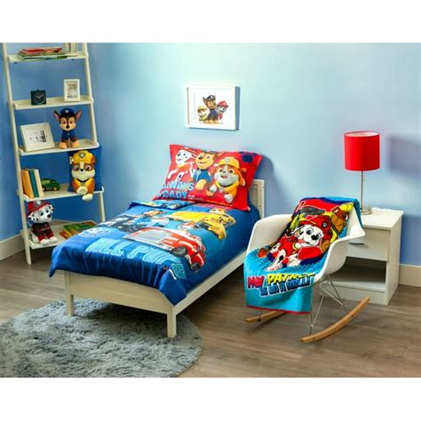 PAW Patrol 4-Piece Toddler Bedding + Blanket Bundle Set - Walmart.com ...