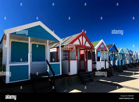 Colourful Wooden Beach Huts On The Promenade Southwold Town Suffolk