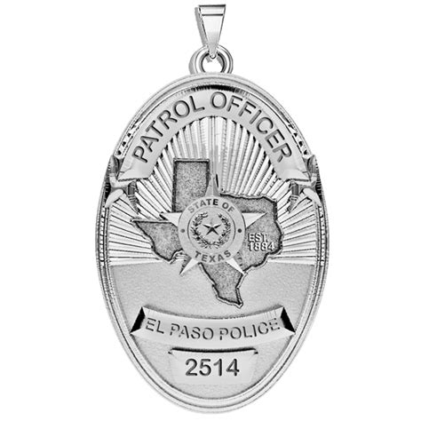 Personalized El Paso Texas Police Badge With Your Rank And Number