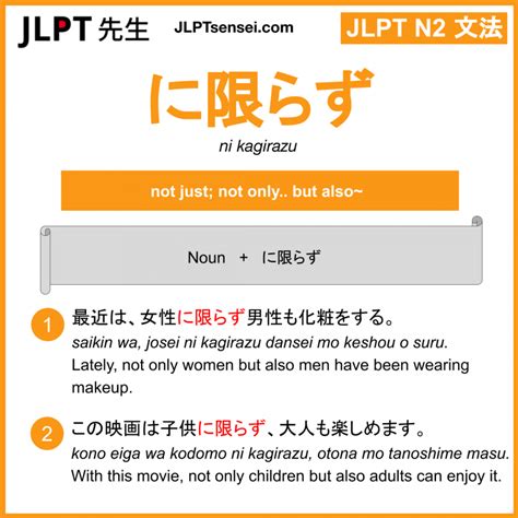 Gramática Jlpt N2 に限らず Ni Kagirazu Significado