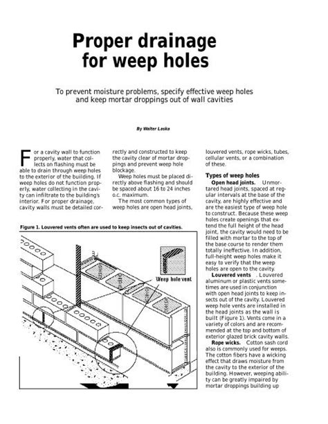 Proper Drainage For Weep Holes Masonry Construction