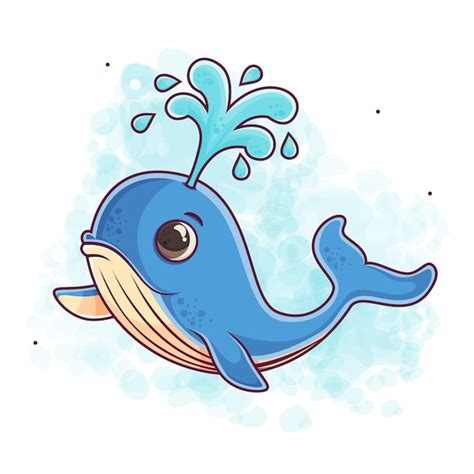 Illustration De Dessin Animé Mignon Baleine Bleue Vecteur Premium