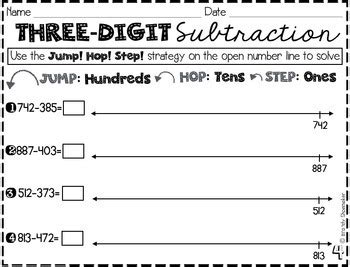 Three-Digit Subtraction: Open Number Line Strategy by Brandy Shoemaker